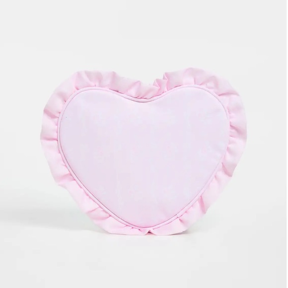 NWT Stoney Clover Lane High Tea Printed Ruffle Heart Pouch - Picture 2 of 5